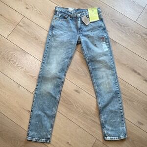 Levis 511 Slim Mens Jeans 29x32 Light Wash Paint Splatter Flex Eco NWT
